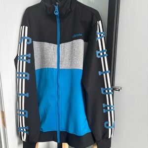 adidas Black, Blue & Gray Full-Zip Track Jacket